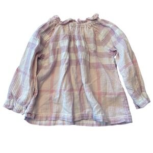 Burberry Children Girls Plaid Pink Top Size 9M Ruffled Shirt Longsleeve Preppy